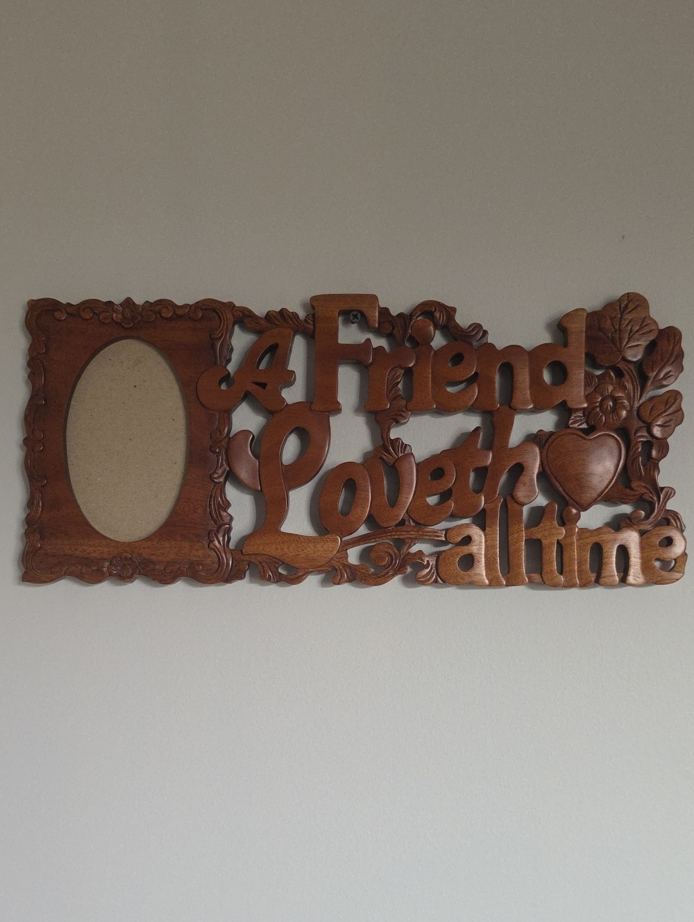 Wooden 'A Friend Loveth at All Times' Decorative Wall Plaque - Brown
